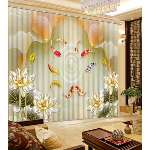 Marble curtains louts curtain 3D Blackout Curtains For Living room Bedding room fish curtains