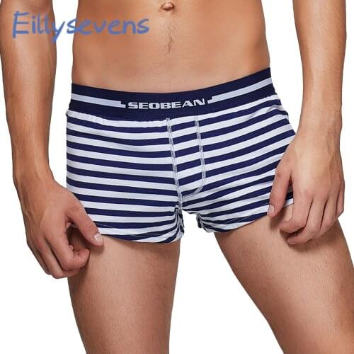 Mens Stripe Printing Boxers Home Pants Pajama Casual Male Underpants Comfortable Breathable Underpants Quality Sexy Shorts