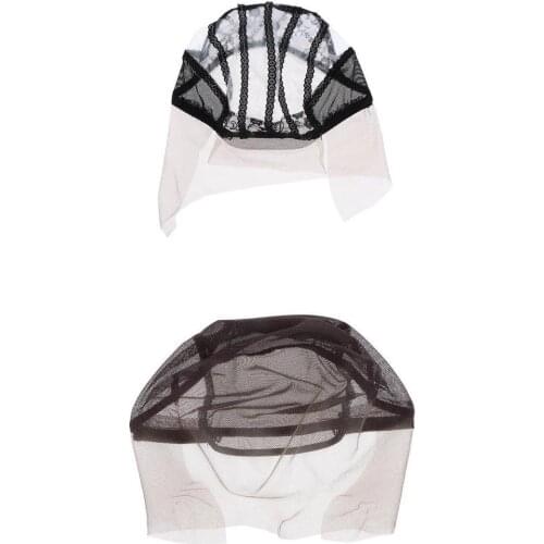 Set of 2 Front Lace Net Mesh Stretchable Wig Caps with Adjustable Straps for Making Wigs Wig Cap for Making Wigs