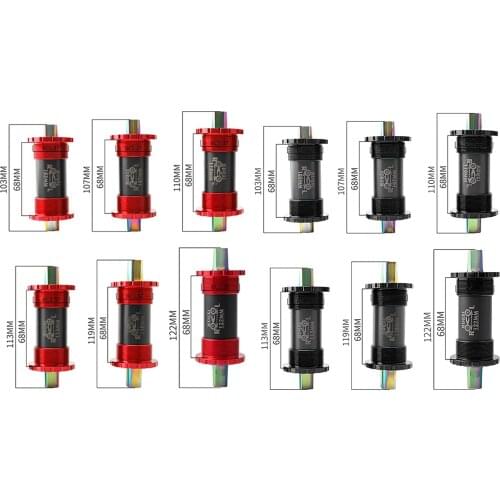 68mm Square Taper Bike Bottom Bracket with Square Hole Screws, Titanium Alloy Spindle, Stainless Steel Ceramic Bearing