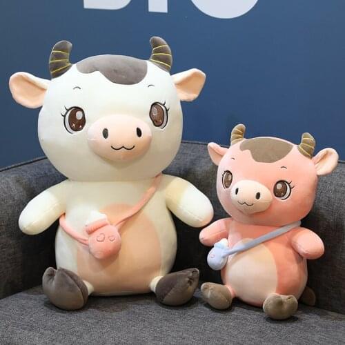 2020 New 3 Colors Cute Animal Cartoon Cows Stuffed Plush Toy Kawaii Cattle Comfortable Soft Toy Children Birthday Present Gift