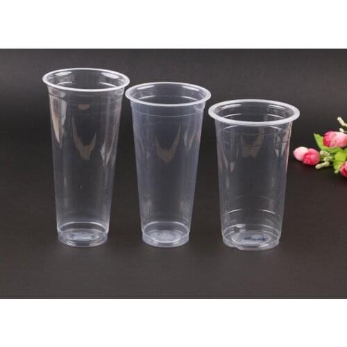 20pcs disposable transparent plastic cup with lid, logo printing is available for shops and bars