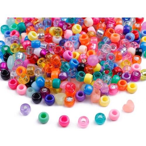 Wholesale 100-200PCS Mix Color Acrylic Bucket Beads For Jewelry Making Kid Diy Material Loose Spacer