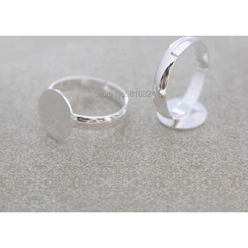 Blank Kids Ring Bases Flat Circle Glue Pad Ring Settings Findings for DIY Girl Children Ring Making Silver Plated 6mm - 14mm