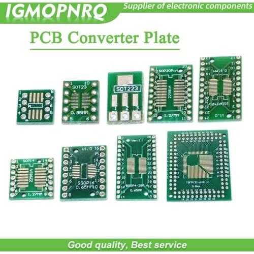 10pcs PCB Board SOP8 SOP14 SOP16 SOP20 SOP24 SOP28 QFP FQFP TQFP Turn To DIP Adapter Converter Plate TSSOP 8 14 16 20 24 28