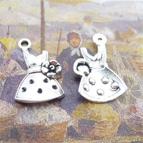 BULK 30 Zinc Alloy Girls Flower Dress Skirt Charms Pendant DIY Jewelry Making 13*20mm 1g