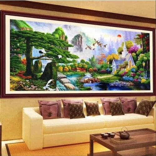 Natural landscape tree Large 5D DIY Diamond Painting Full Square Round Drill Embroidery Scenery Mosaic Needlework Decor AA2277