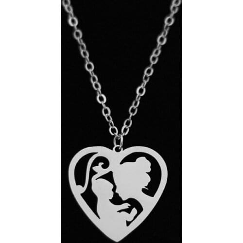 Drop Shipping Fashion Stainless Steel Heart Necklace Mother And Baby Pendant Necklace Women Mothers Day Jewelery Custom Gift