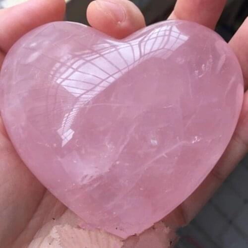 Rare Natural Rose Quartz Crystal Heart Reiki Stone