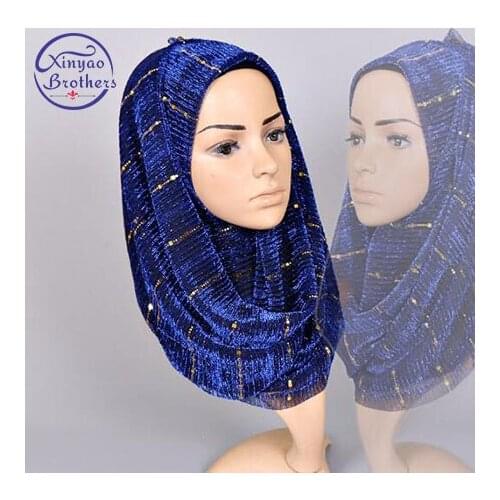 2018 Women Scarf Fashion Shiny Shimmer Sequins Gold Silver Yarn Muslim Hijab Shawl Scarves Islamic Arab Head Scarf Wraps Veils