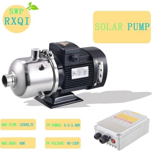 SOLAR SURFACE PUMP DC SS304 Impeller MPPT Controller 72v 1300w or 2HP Max Flow 12000L/H Max Head 48m Inlet 1.25" & Outlet 1"