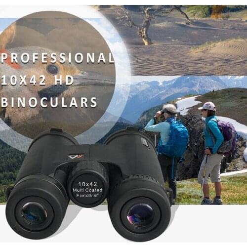 New HD 10x42 Binoculars Hight Definition Waterproof Military Telescope BAK4 FMC Optics Zoom Hunting Telescope With the Stand