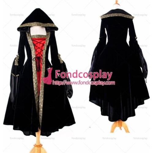 High Quailty Medieval Renaissance Gown Victorian ROCOCO Gown Black And Red Ball Miko Velvet Dress Custom-Made[G925]
