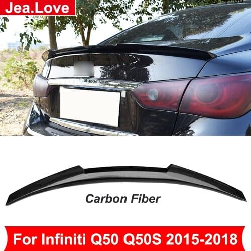 M4 Type Real Carbon Fiber Rear Spoiler Back Trunk Wing Exterior Tail Decoration For Infiniti Q50 Q50S 2015-2018 Car Modification