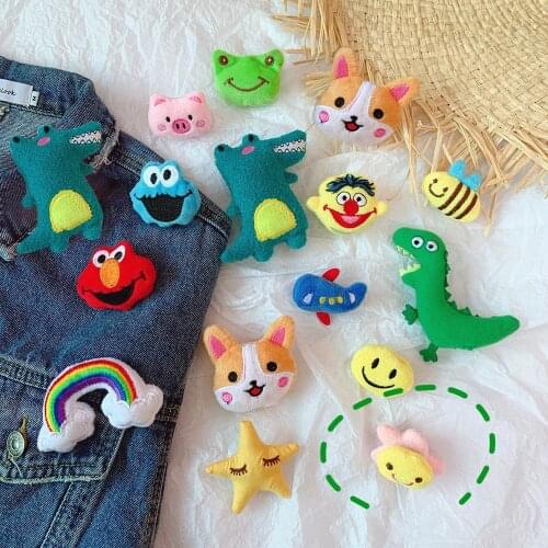 Women Girls Kids Student Plush Animal Cartoon Brooch Badges Lapel Pin Brooches On Clothes Bag Shoes Jewelry Accessories