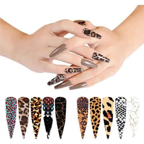 1BOX Nail Holographics Transfer Foil Shimmer Slider Stickers Mermaid Leopard Foil Decal Nail Art Sticker DIY Manicure Foil Paper