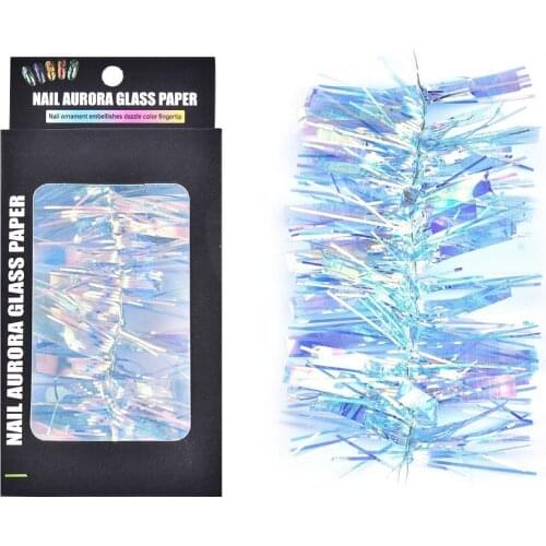1Box Glass Symphony Paper 3D Nail Design Decoration Nail Art Design Sticker Decal Colorful Laser Mirror Sticker DIY New