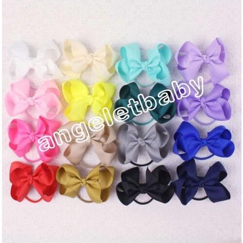 100pcs Girls ABC basic Ribbon Hair Bows clips Ponytail Holder hair ties Hair Accessories hairpin kids hair bobbles HD3412