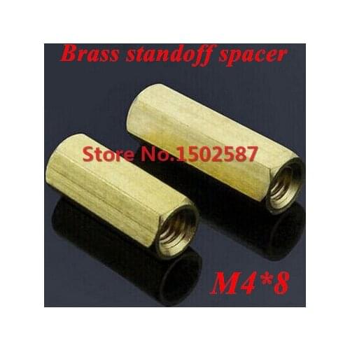 100 Pieces M4*8 Brass Hex Standoff Spacer Double-pass Column M4 Female x M4 Female 8mm