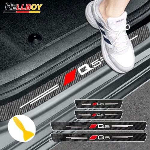 3D Carbon Fiber Car Body Door Sill Protector Decals Stickers For AUDI Q5 SQ5 8r Q7 SQ7 4m 4l Q3 SQ3 Sline A3 S3 S4 Accessories