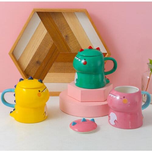 450ml Cute Cartoon Dinosaur Ceramic Coffee Mug Creative Children Hand-painted Water Cup Personalized Children Gift Cup