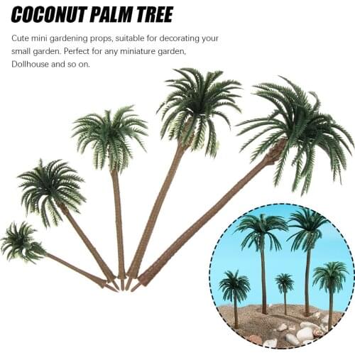 5Pcs Plastic Coconut Palm Tree Miniature Plant Pots Bonsai Craft Micro Landscape DIY Decor Scenery model