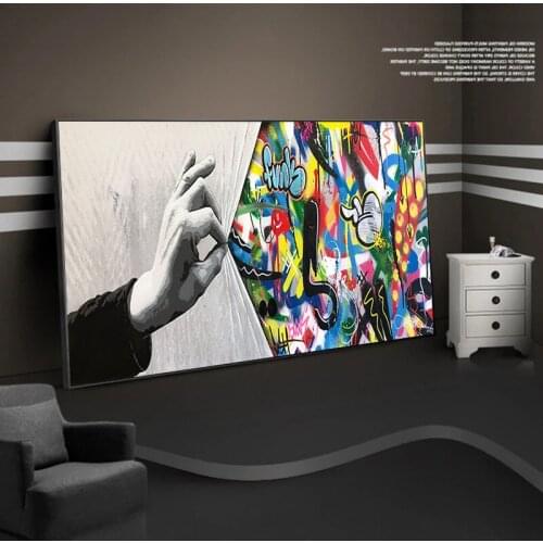 Abstract Pull Back Gesture Graffiti Art Canvas Paintings on The Wall Art Colorful Posters and Prints Street Art for Home Decor