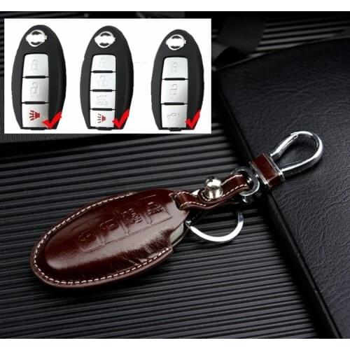 Genuine Leather Car Key Fob Cover Case for Infiniti JX EX EX25 EX35 FX FX50 Q50 Q60 Q60S Q70L QX QX50 QX70 QX80 Smart Key Holder