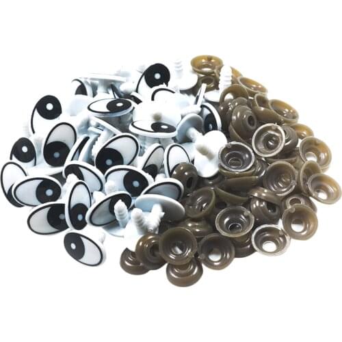 60 Piece Oval Shape Black White Safety Eyes Safety Eyes Eyes With Washers For Puppet, Plush Animal, Dolls Making