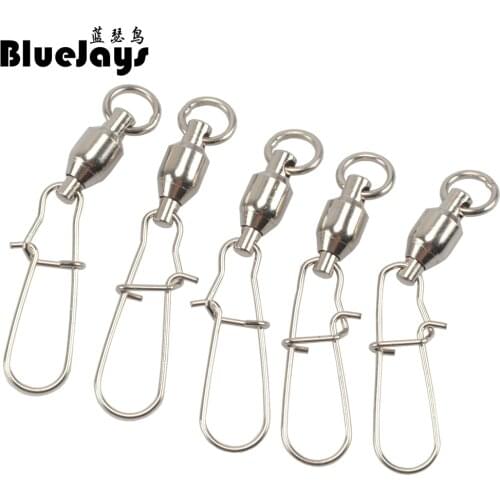 BlueJyas 5pcs/lot Best Quanlity Never Rust Fishing Rolling Swivels With Hooked Snap Fishing Accessory Connector Rally 25kg-50kg