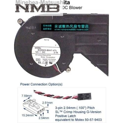 For NMB BG0903-B047-VTL 12V 2.1A chassis fan blower centrifugal turbo fan