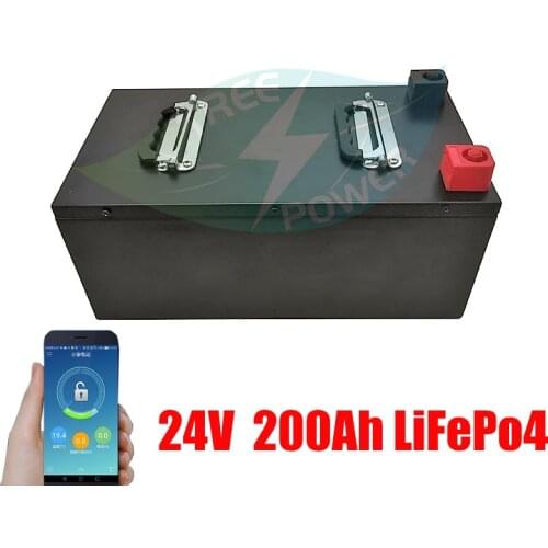 24V 200AH Lifepo4 lithium battery BMS 12.8V with wheel trolley case for caravan Tricycle storage boat +20A Charge