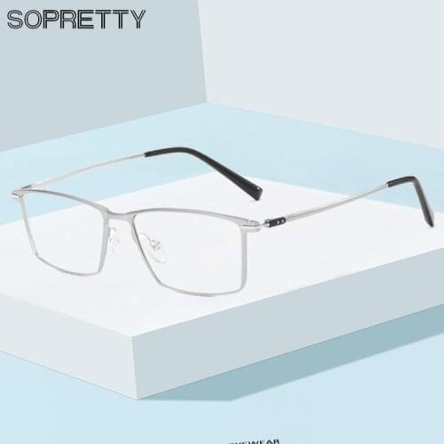Pure Titanium+Aluminum-Magnesium Anti Blue Ray Glasses Frame Men Square Myopia Optical Prescription Eyeglass Frames Man A6014