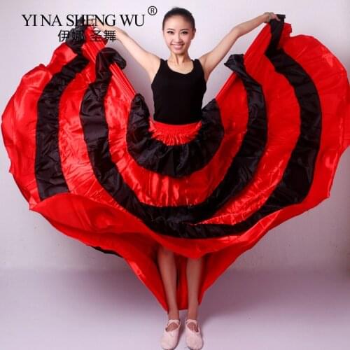 Women Spanish Dance Costume Classic Belly Dance Costume Flamenco Dress Swing Skirts Bullfight Belly Performance 180/360/540/720