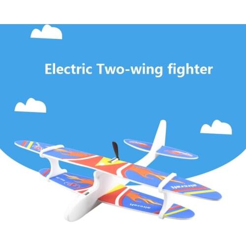 Electric glider DIY Biplane Glider Foam plane Powered Flying Plane Rechargeable Electric Aircraft Model Science Educational Toys