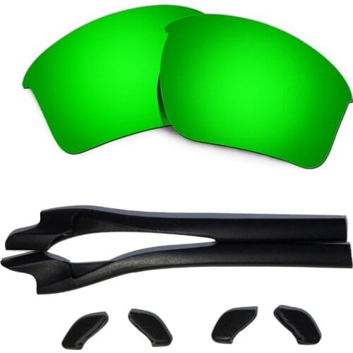 HKUCO For Half Jacket 2.0 XL Green Polarized Replacement Lenses And Black Earsocks Rubber Kit