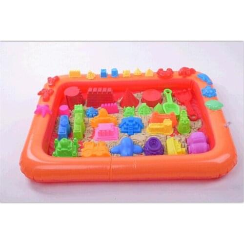 New High grade Indoor Playing Sand Clay Color Mud Toys Accessories Inflatable Sand Tray Plastic Mobile Table For Children Kids