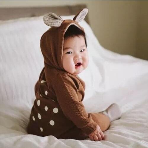 Sika Deer Baby Boy Girl Romper Winter Autumn Toddler Zipper Hooded Jumpsuit Rompers For Newborn Boys Clothes Outfit Soft Cotton
