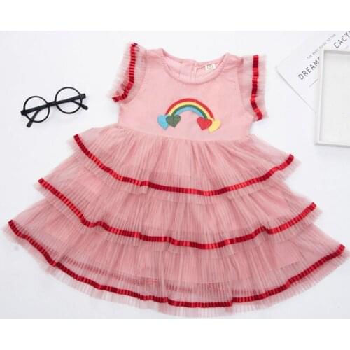 GirlS Summer Dress 2020 Spring New Style Stripe Lace Love Cake Dress Princess Party Dress Children' Clothes Baby Girls Clothing