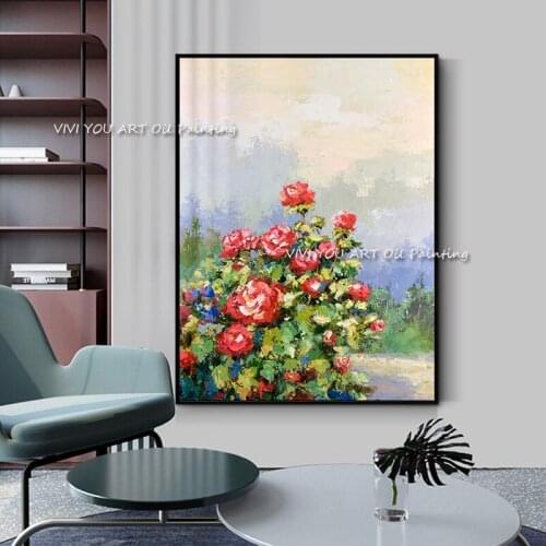 The Hot Handmade Colorful Sunshine Flower Landscape Oil Paintings On Canvas New Wall Art Pictures For Home Decoration Artworks