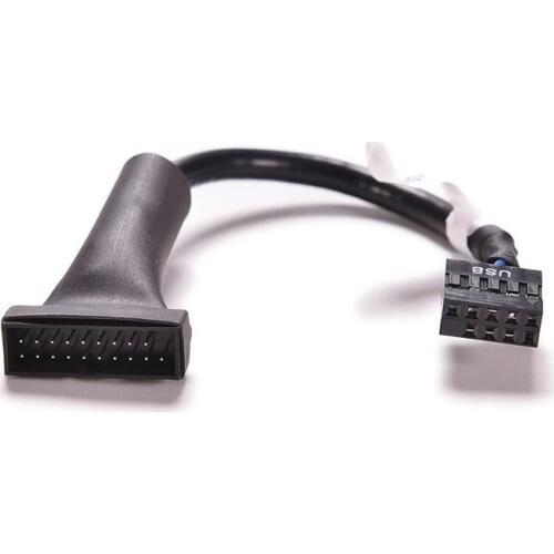 Hot! USB 2.0 9Pin Motherboard Female to 20Pin USB 3.0 Housing Male Adapter Cable Black 12cm 480Mbps USB3.0 Data Cable