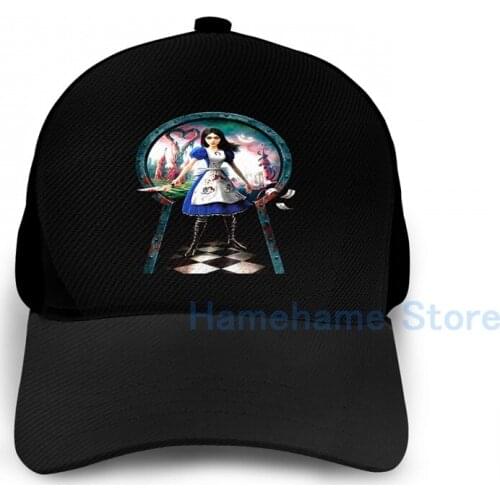Fashion Alice Madness Returns Basketball Cap men women Graphic print black Unisex adult hat