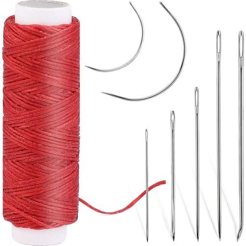 KAOBUY Leather Sewing Kit With Large-Eye Stitching Needles Waxed Thread Leather Sewing Tools For DIY Leather Craft