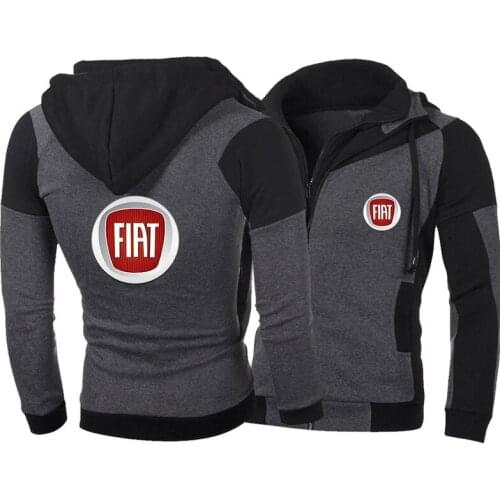 New Spring Autumn Fiat Logo Men Fashion Outwear Jacket Zipper Hooded Casual Harajuku High Quality Hoody 4 Colors G