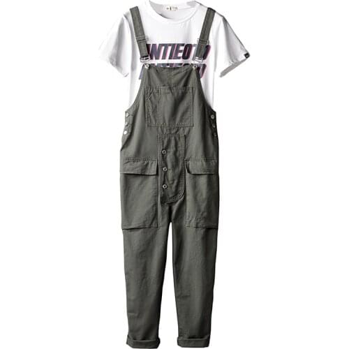 New Mens Male Casual Desert Camouflage Print Pockets Cargo Bib Overalls Loose Straight Jumpsuits Casual Pants