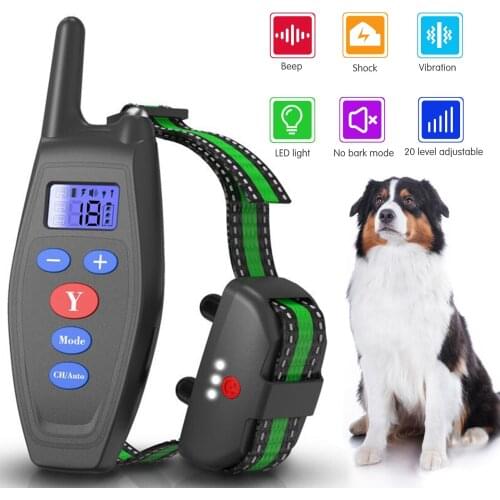 Dog Training Collar Rechargeable Dog No Bark Collar with Beep Vibration Shock LED Light 800m Remote Range 20 Level Adjustable