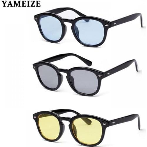 YAMEIZE Round Frame Sunglasses Fashion Men Women Classic Vintage Eyeglasses Brand Designer Sun Glasses Plastic Eyewear Goggles