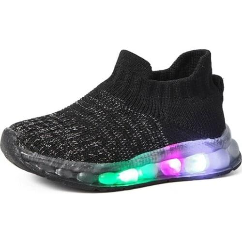 Boys and Girls Socks Shoes LED Light Sneakers Autumn New Running Sports конверсы overfoot masculino Breathable and Comfortable