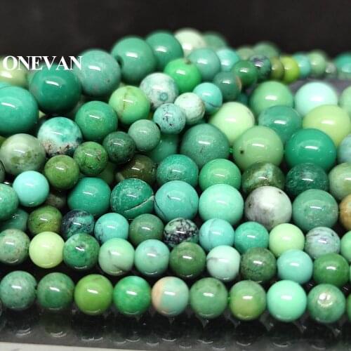 ONEVAN Green Moss Agate Charm Beads 6mm 8mm 10mm Smooth Loose Stone Bracelet Necklace Jewelry Making Diy Accessories Gift Design