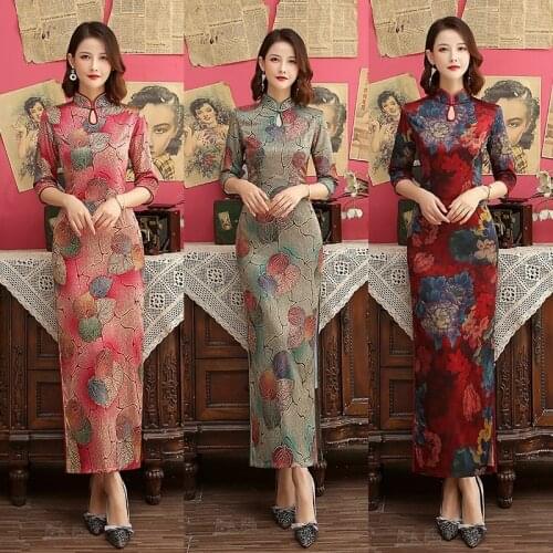 Autumn New Silk Double Cheongsam Daily Retro Large Size Stage Performance Tang Suit Dress Cheongsam Female Classic Modern Qipao